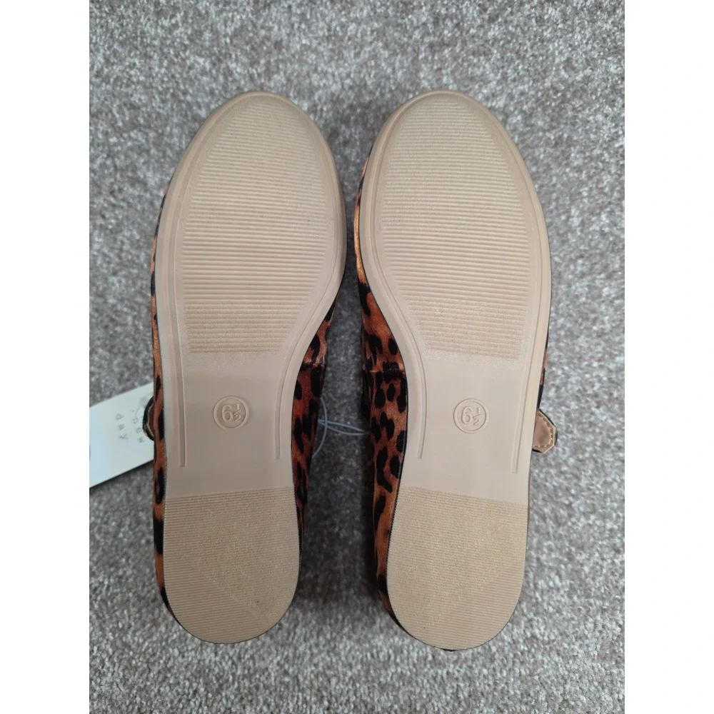 A New Day Tamsin Leopard Print Mary Jane Ballet Flats Brown Animal Print 6.5